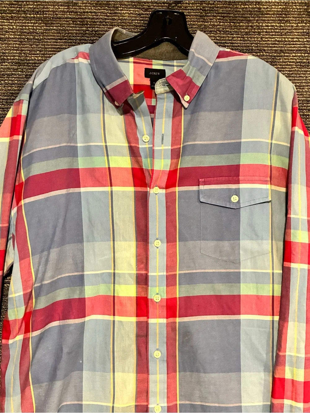 J. Crew Men's Plaid Button-Down Shirt in Blue, Pink & Cream